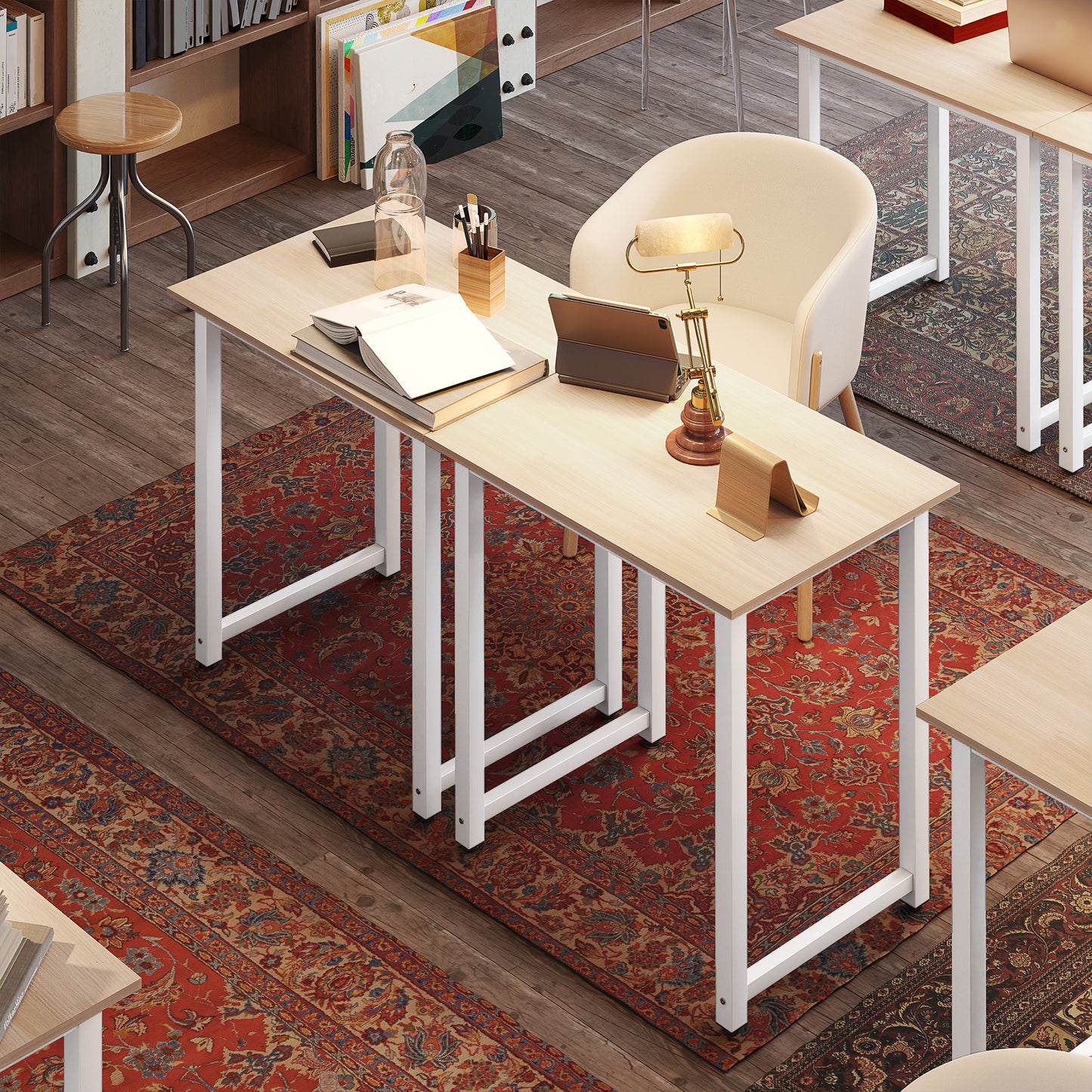 HOMCOM Computer Desk, Writing Table, 80 x 60 x 76cm Workstation for Home Office, Study with Metal Frame, Simple Assembly, White