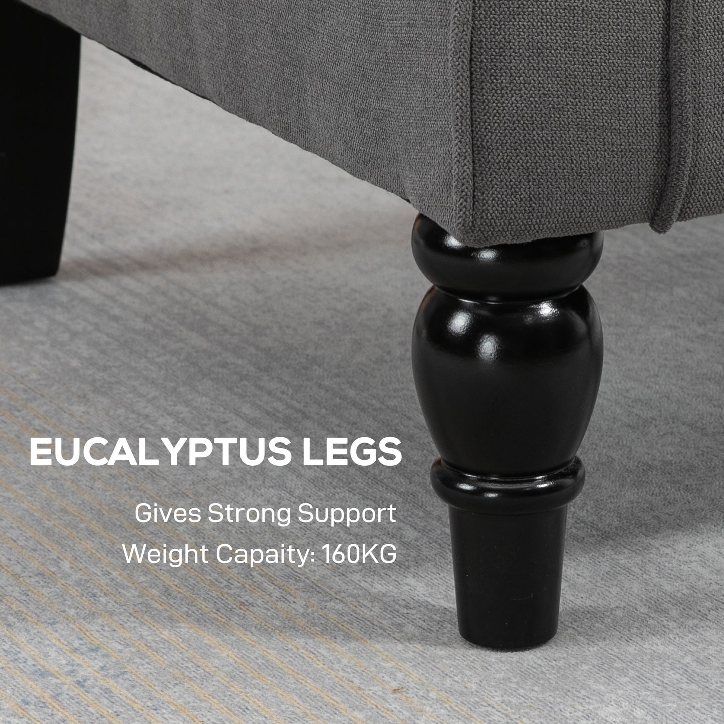 HOMCOM Retro Accent Chair, Linen Wingback Armchair with Wood Frame Button Tufted Design for Living Room Bedroom, Dark Grey