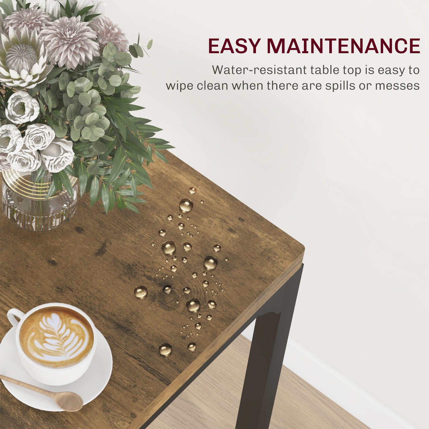 HOMCOM Three-Piece Minimal and Compact Dining Set, Rustic Brown