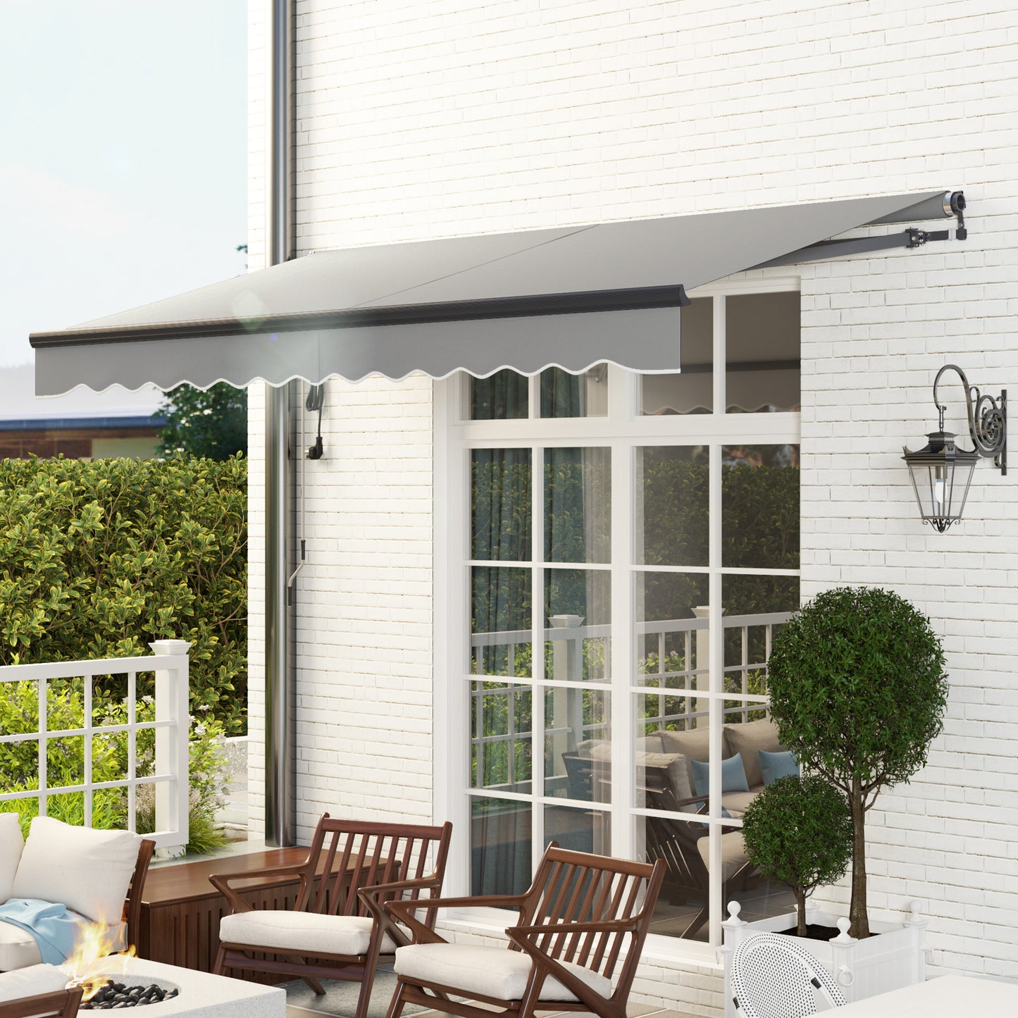 Outsunny 3.5 x 3m Electric/Manual Awning, with Remote - Dark Grey