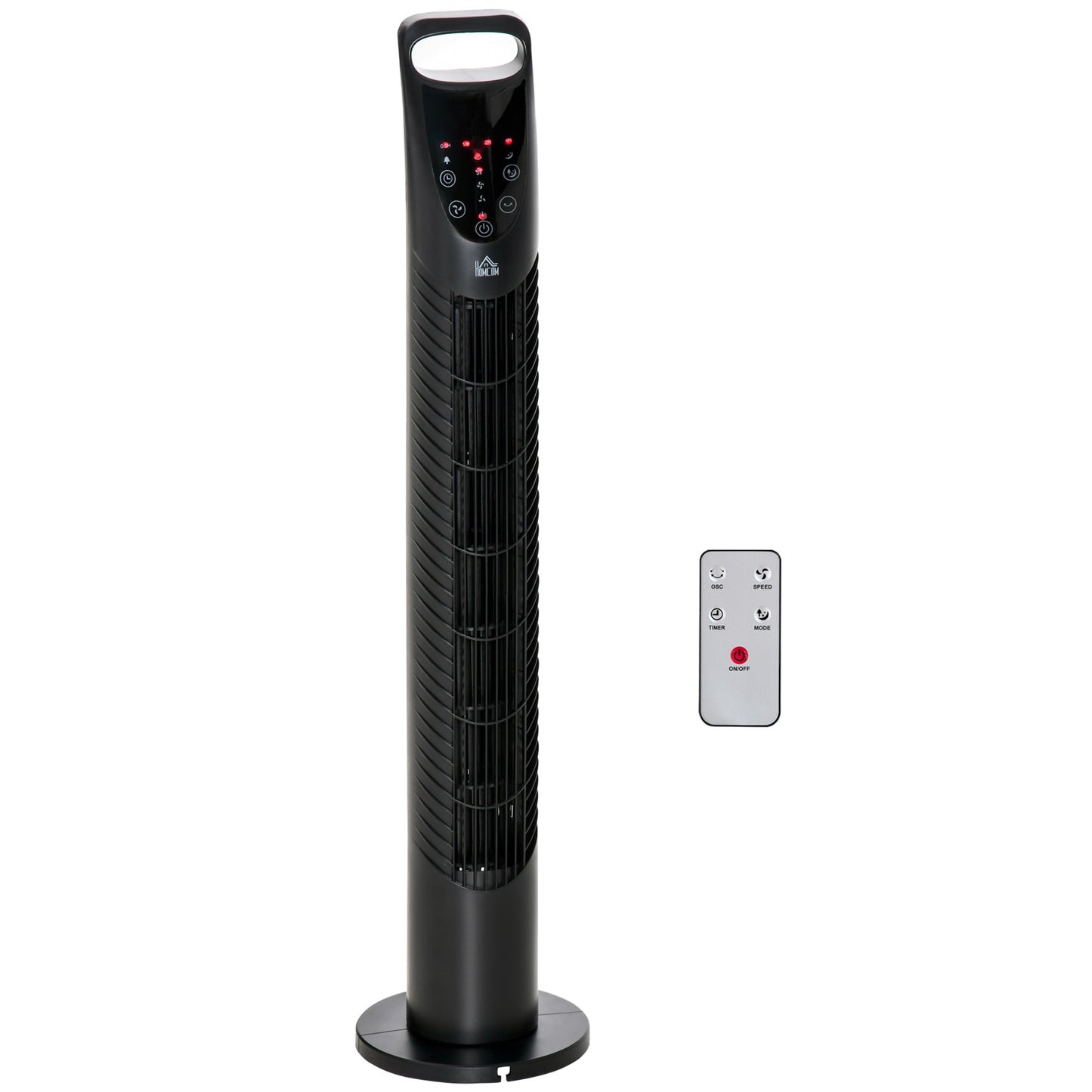 HOMCOM 78.5 cm Oscillating Tower Fan with Remote Control, 7.5H Timer, 3 Speed 3 Modes, Electric Floor Standing Cooling Fan for Home Bedroom Office, Black