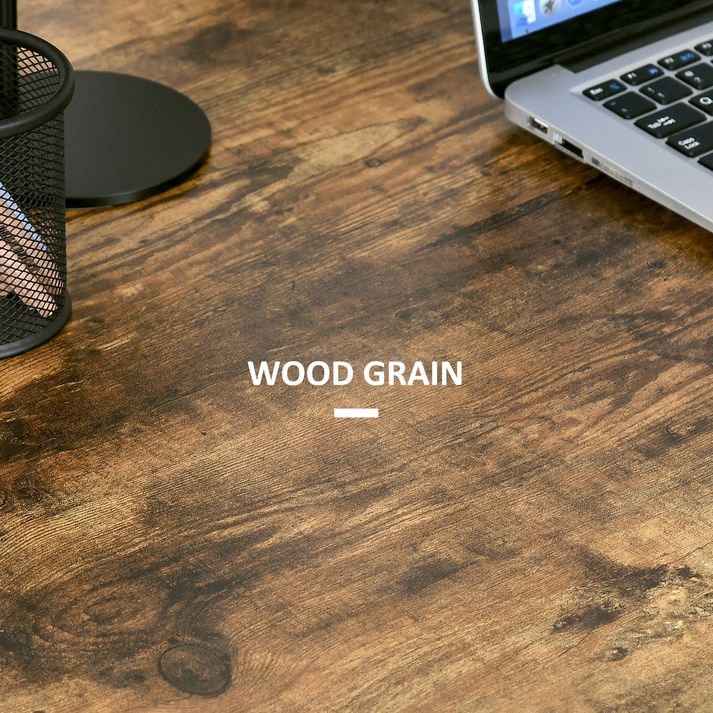 HOMCOM 100cm Computer Desk with Storage, Industrial Home Office Desk with 2 Tier Shelves and Steel Frame, Computer Table for Study Room, Rustic Brown