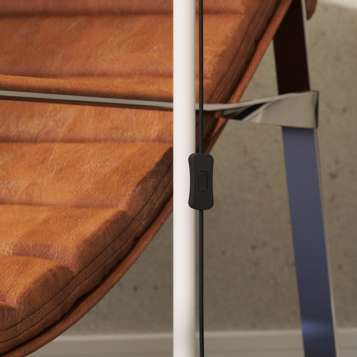 HOMCOM Floor Lamp for Living Room, Spotlight Reading Standing Lamp with Adjustable Height, Rocker on/off Switch, Indoor Task Lighting for Bedroom, Office, White (Bulb not Included)