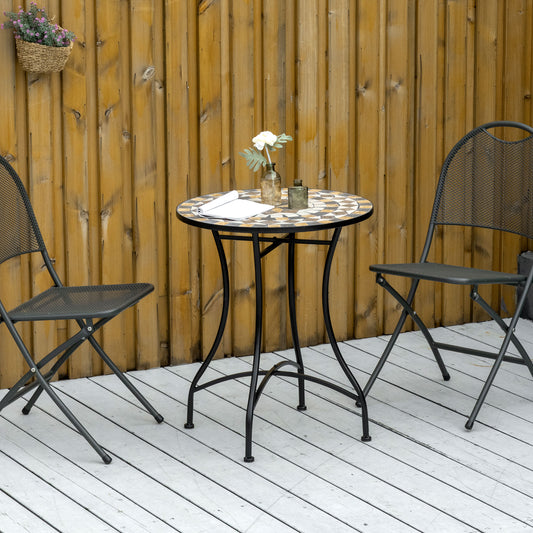 Outsunny 60cm Mosaic Outdoor Patio Table - Grey