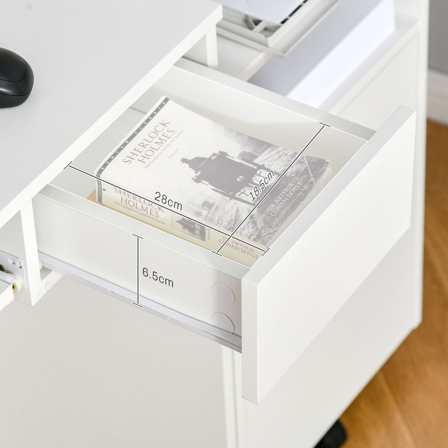 Vinsetto Home Office Chair and Computer Desk Set, Mesh Chair with with 90° Flip-up Armrest, Study Desk with Keyboard Tray and Drawer, White and Grey