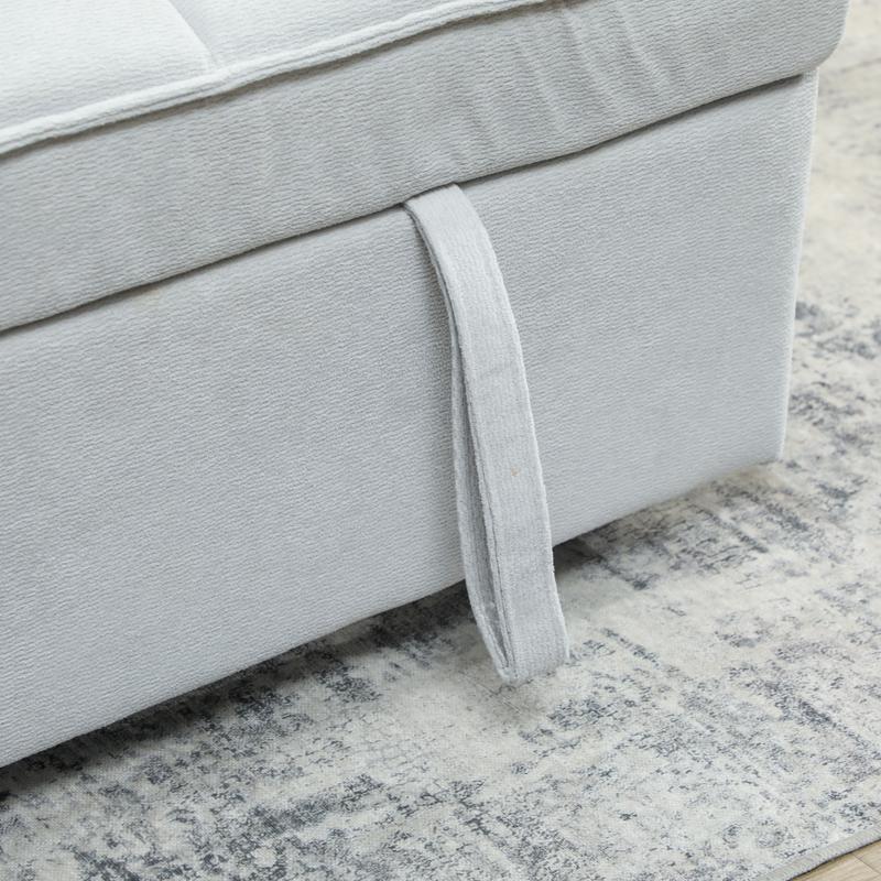 HOMCOM 2 Seater Sofa Bed, 3-in-1 Convertible Sleeper Sofa with Click-clack Adjustable Backrest and 2 Pillows, Light Grey