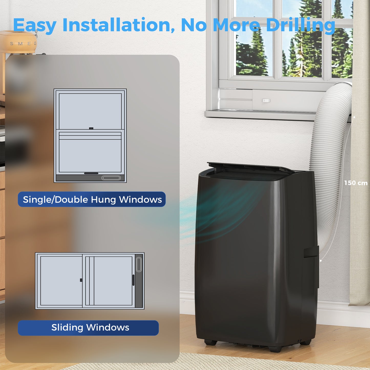 HOMCOM Portable Air Conditioner 12000 BTU BTU, 4-in-1 Air Conditioning Unit, Dehumidifier, Cooling, Fan, Child Lock, 35 m²