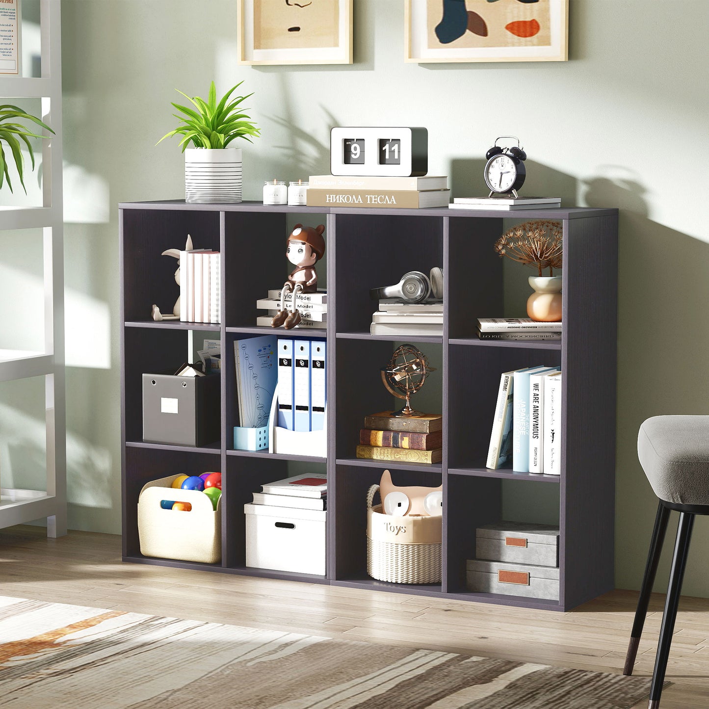 HOMCOM 6-Cube Bookshelf - Grey