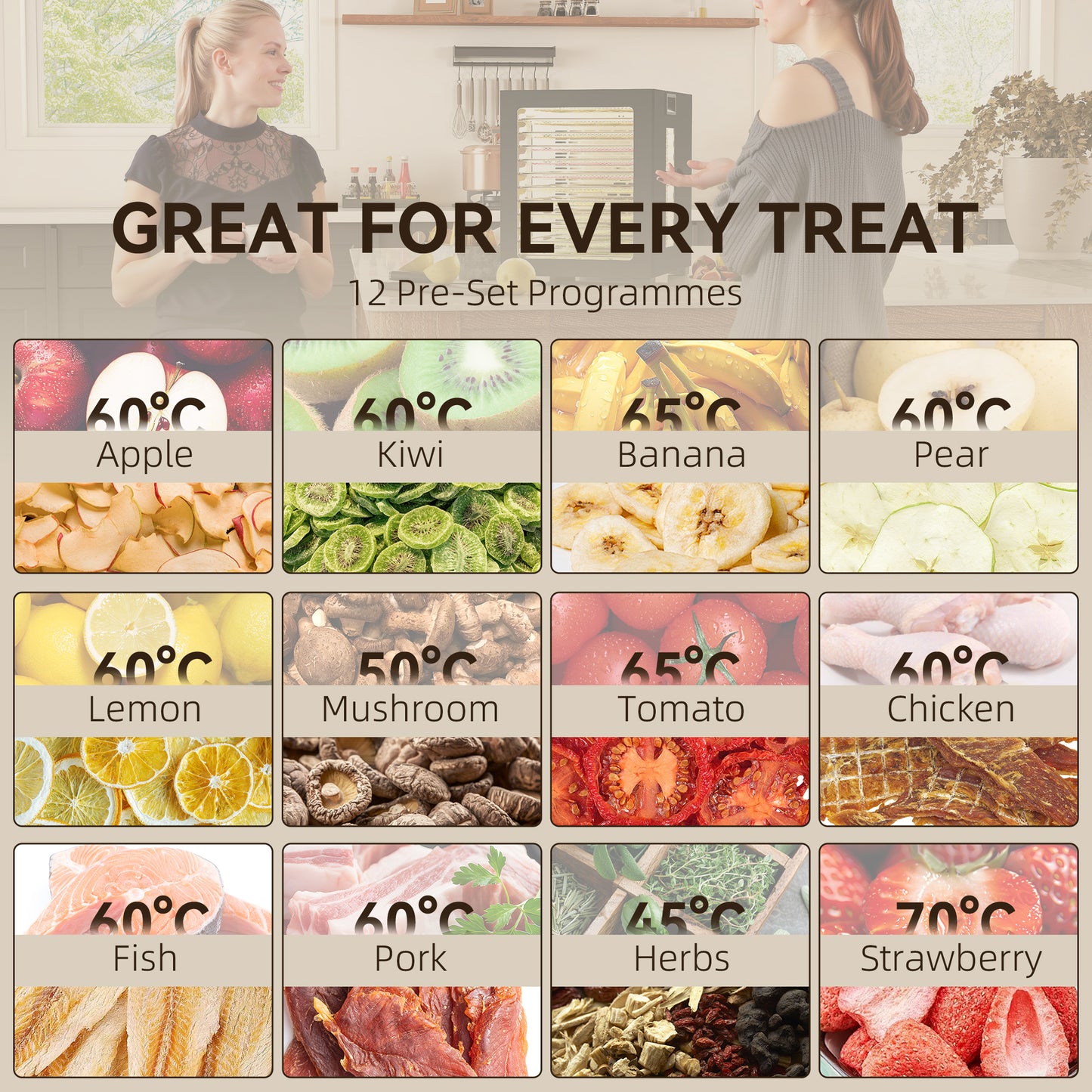 HOMCOM 12-Tray 40-70 Food Dehydrator - Black