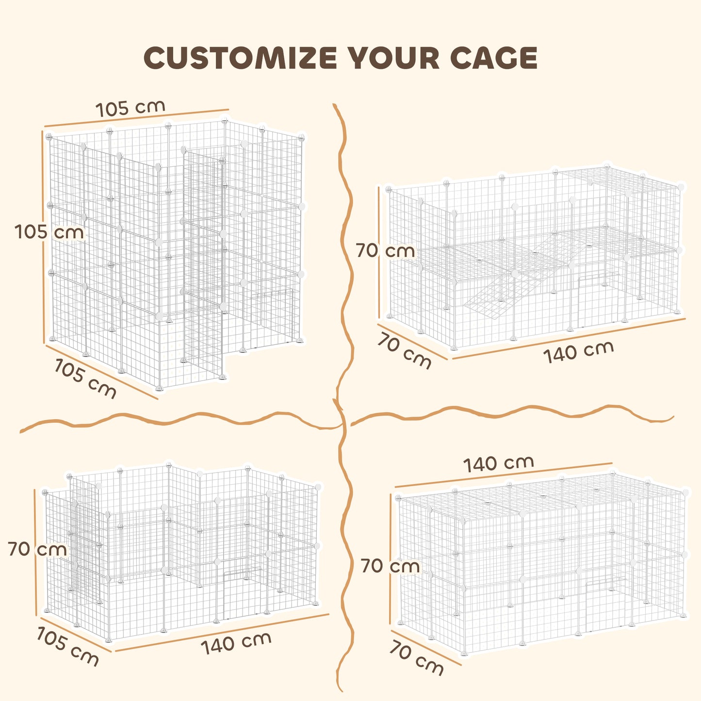 PawHut DIY 36 Panel Pet Playpen Metal Wire Fence for Chinchilla, Hedgehog, Bunny, Indoor, Outdoor Use, White