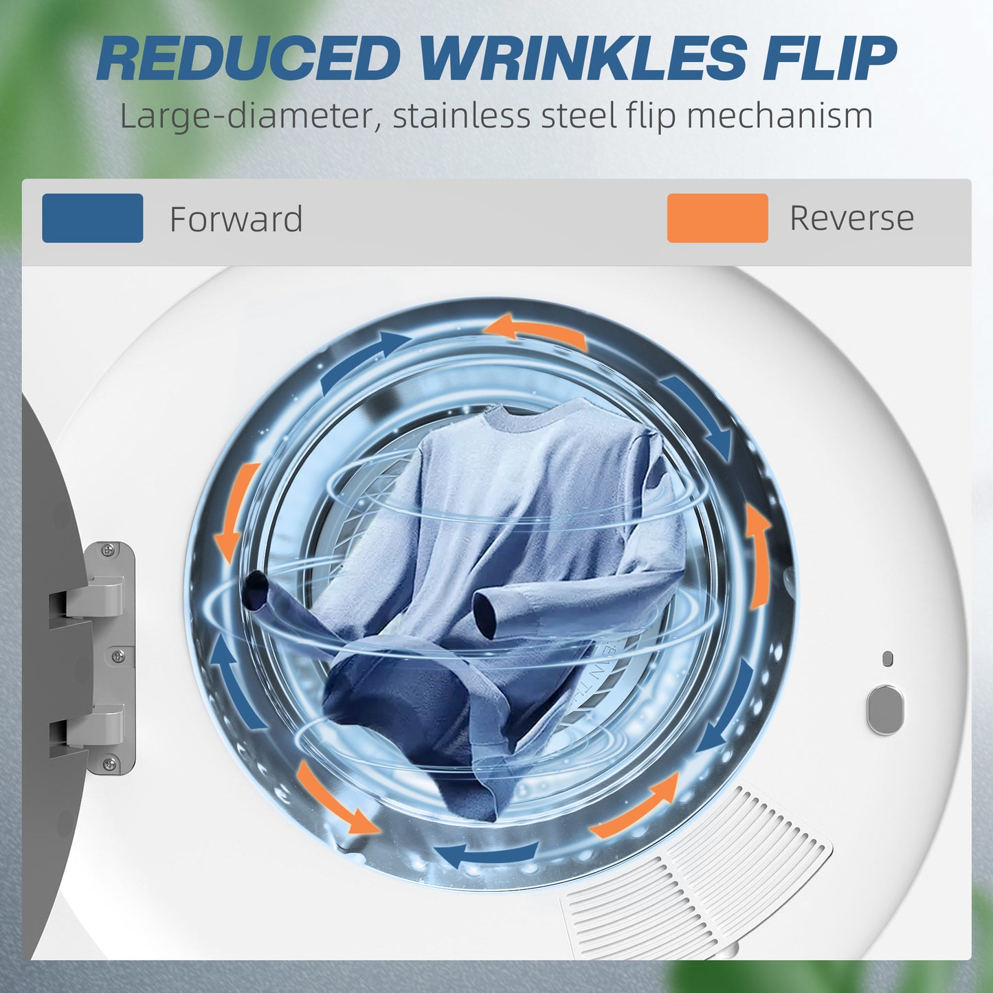 HOMCOM 4kg Vented Tumble Dryer, 800W Compact Freestanding Front Tumble Dryer with Stainless Steel Tub and Customisable Timer, Wall-Mounted Portable Small Clothes Drying Machine, White