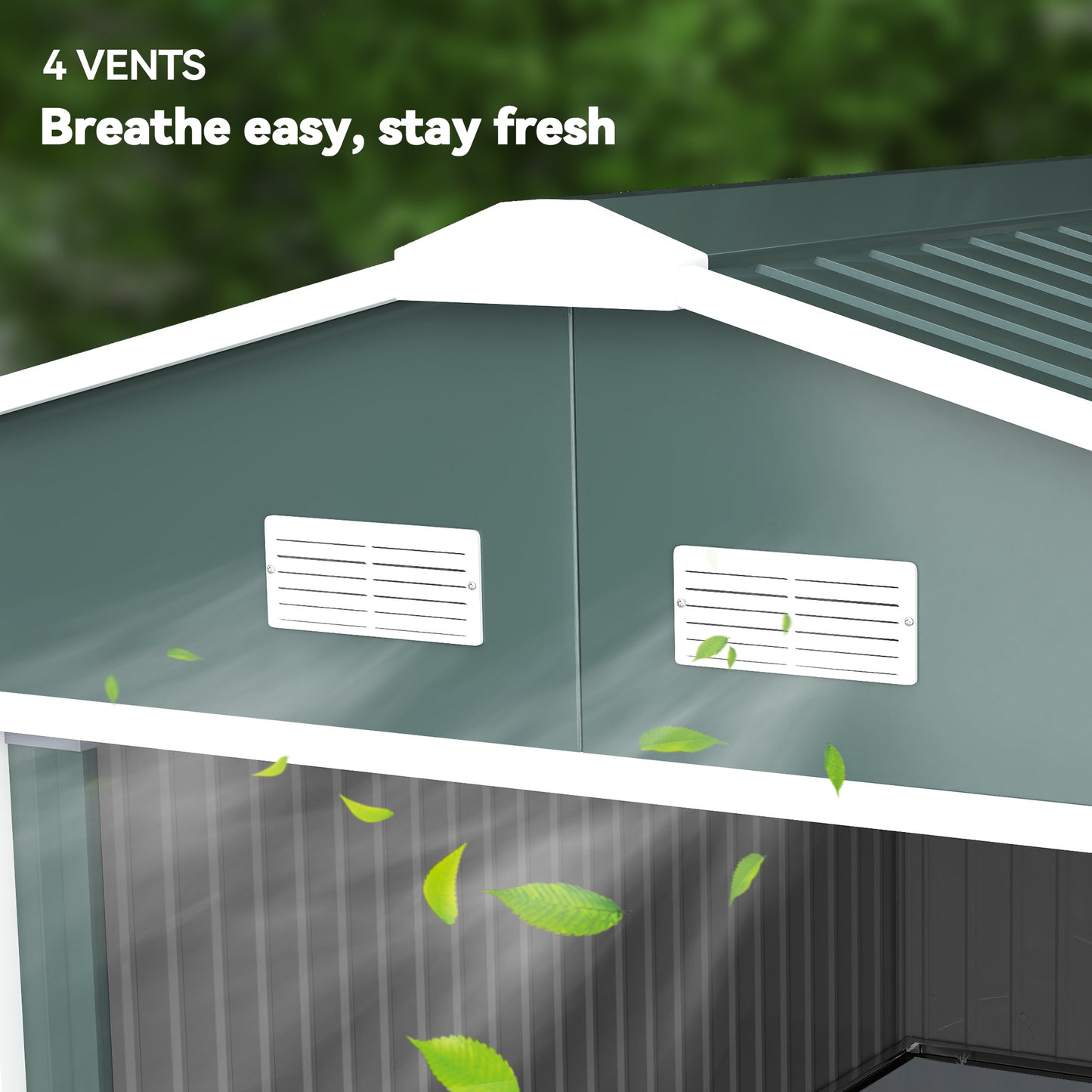Outsunny 12.5 x 11.1ft Steel Sliding Door Storage Shed - Green