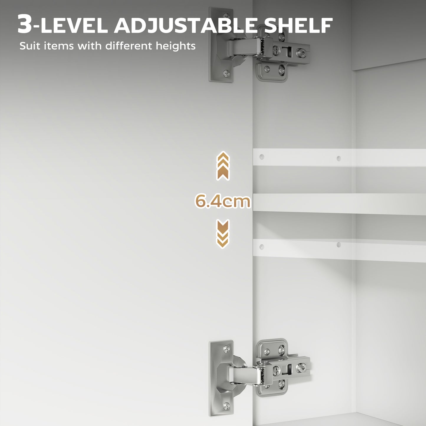 HOMCOM Bathroom Mirror Cabinet with Soft-Close Doors and Adjustable Shelf - White