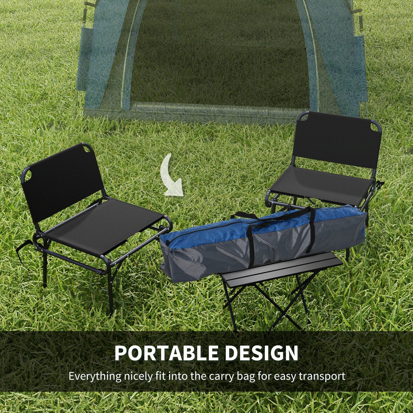 Outsunny Instant Pop Up Camping Tent, 4 Man Dome Tent with 4 Doors, Sewn-in Groundsheet, Carry Bag and Top Hook for Fishing Hiking Festival, Grey