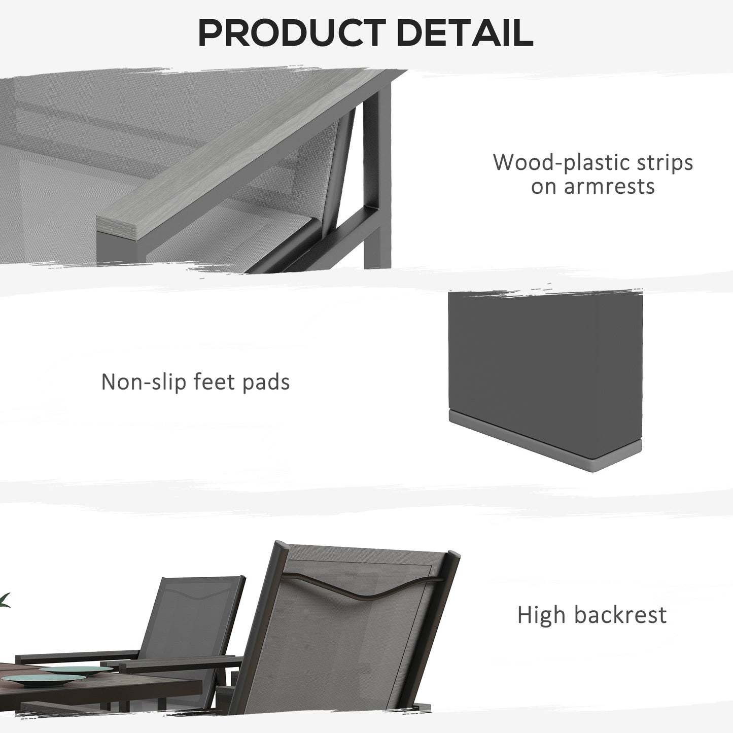 Outsunny Seven-Piece Metal Dining Set, with Glass-Top Table - Grey