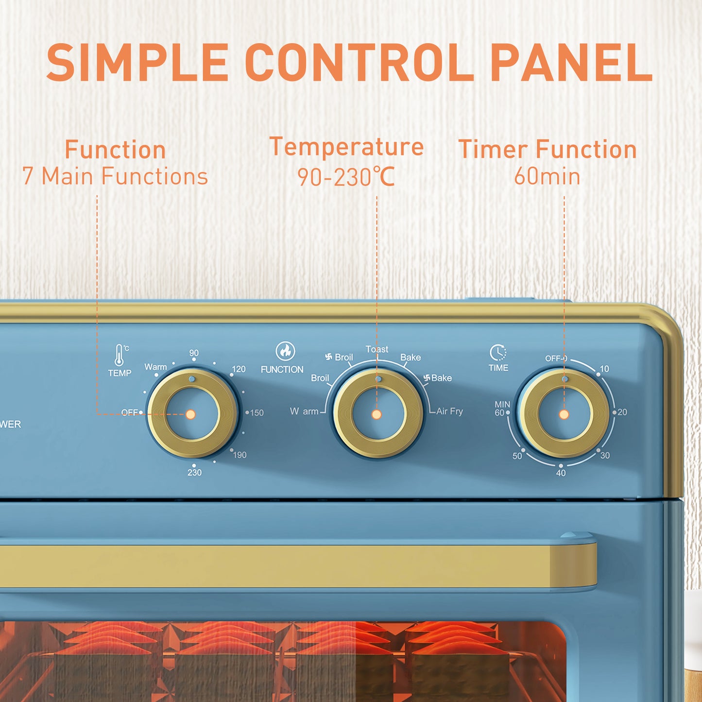 HOMCOM 20L 90-230' Mini Electric Oven - Blue