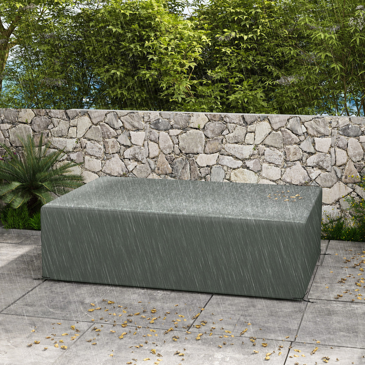 Outsunny Outdoor Garden Furniture Cover Waterproof, Anti-UV 600D Heavy Duty Oxford Fabric Patio Furniture Cover for Rectangular Sofa Table Set, Dark Grey, 245 x 165 x 66 cm