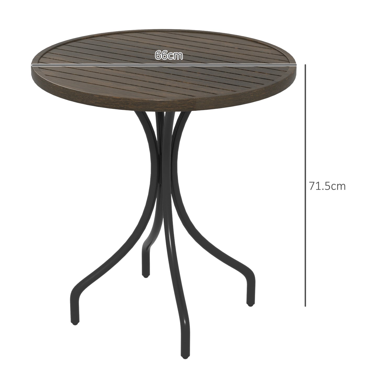 Outsunny 66cm Galvanised Steel Garden Table - Brown