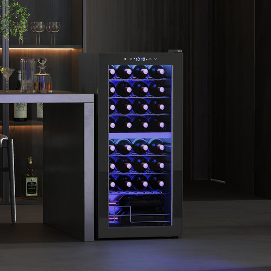 HOMCOM 32 Bottle Dual Zone 5-18 Wine Fridge - Black