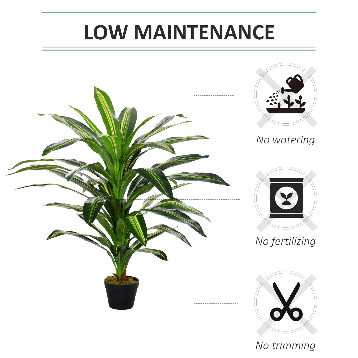 Outsunny Artificial Plant in Pot, Fake Plant for Home Indoor Decor, 110cm, Green