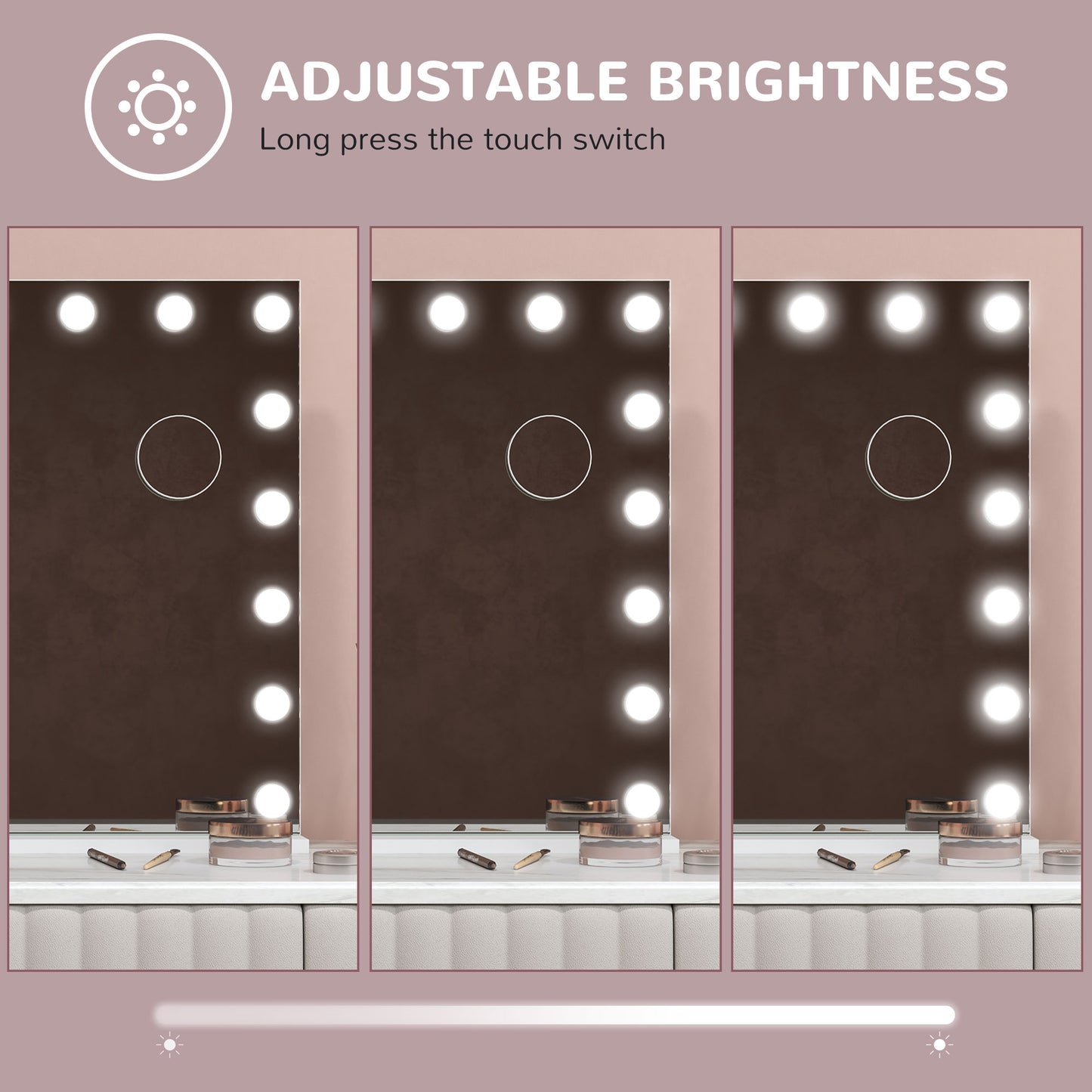 HOMCOM Hollywood Vanity Mirror with Lights, Large 80x62 cm Lighted Makeup Mirror with 3 Colour, 18 LED Bulbs, 10X Magnifying, USB Charging Port, Touch Screen, Tabletop or Wall Mounted Design, White