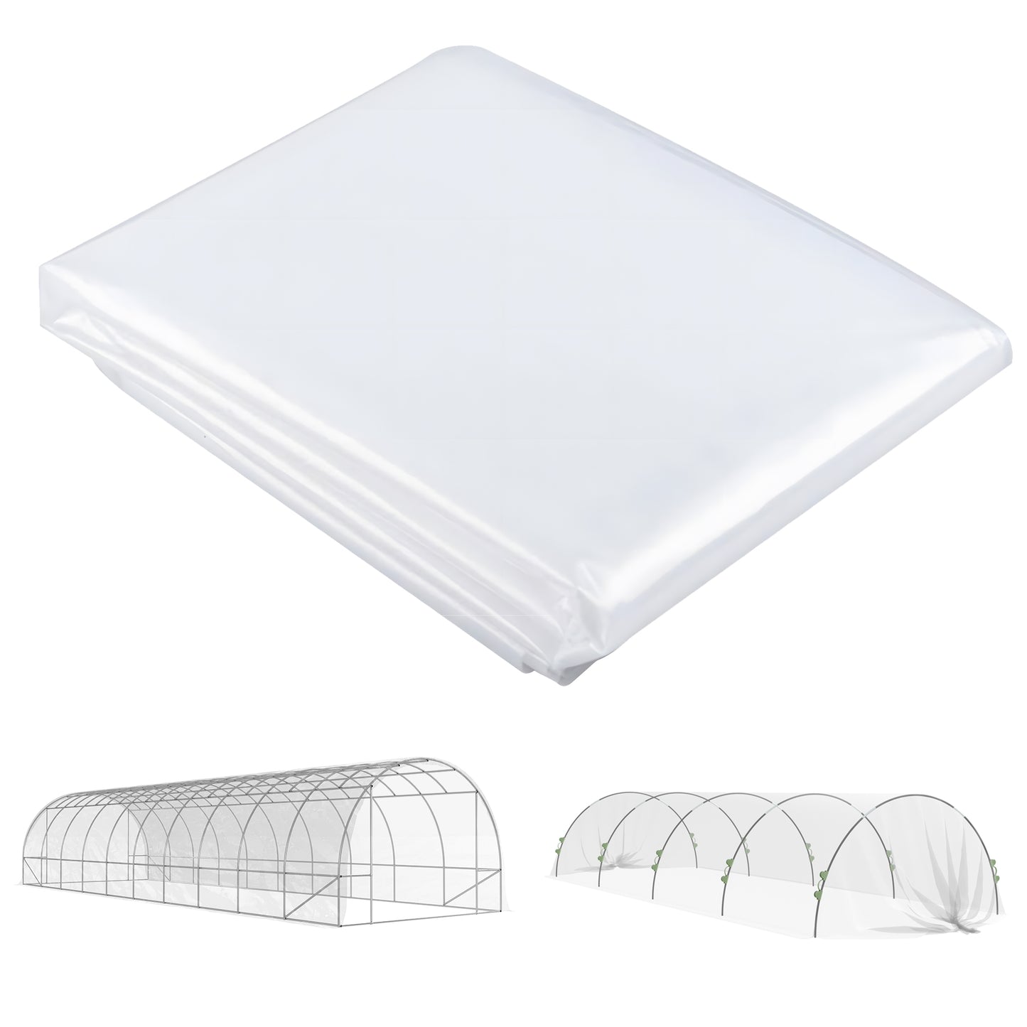 Outsunny 6 X 10m Heavy Duty (150um/6mil) Polyethylene Greenhouse Cover Replacement, UV Resistant Waterproof Plastic Polytunnel Cover, Clear