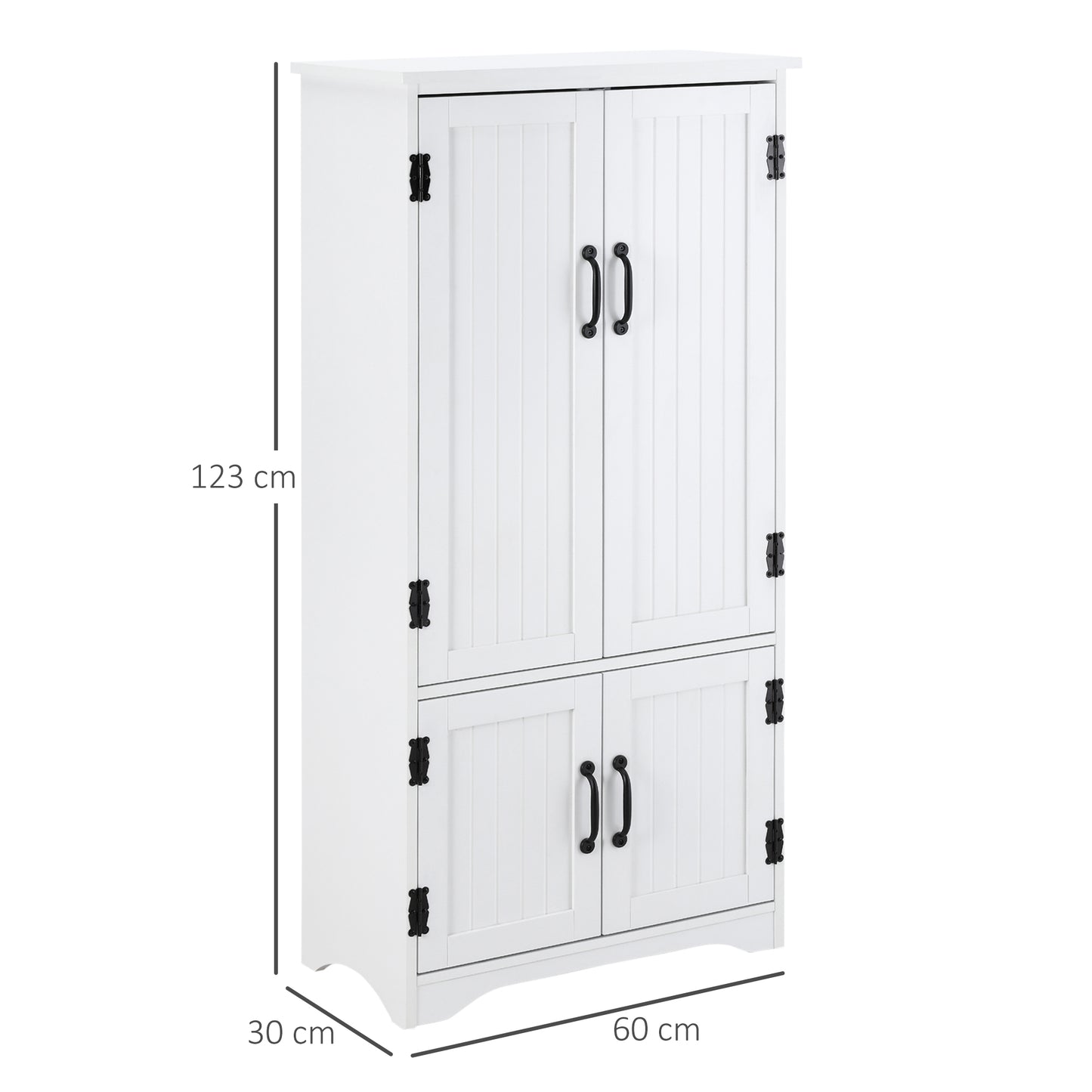 HOMCOM Accent Floor Storage Cabinet Kitchen Cupboard with Adjustable Shelves and 2 Lower Doors, White