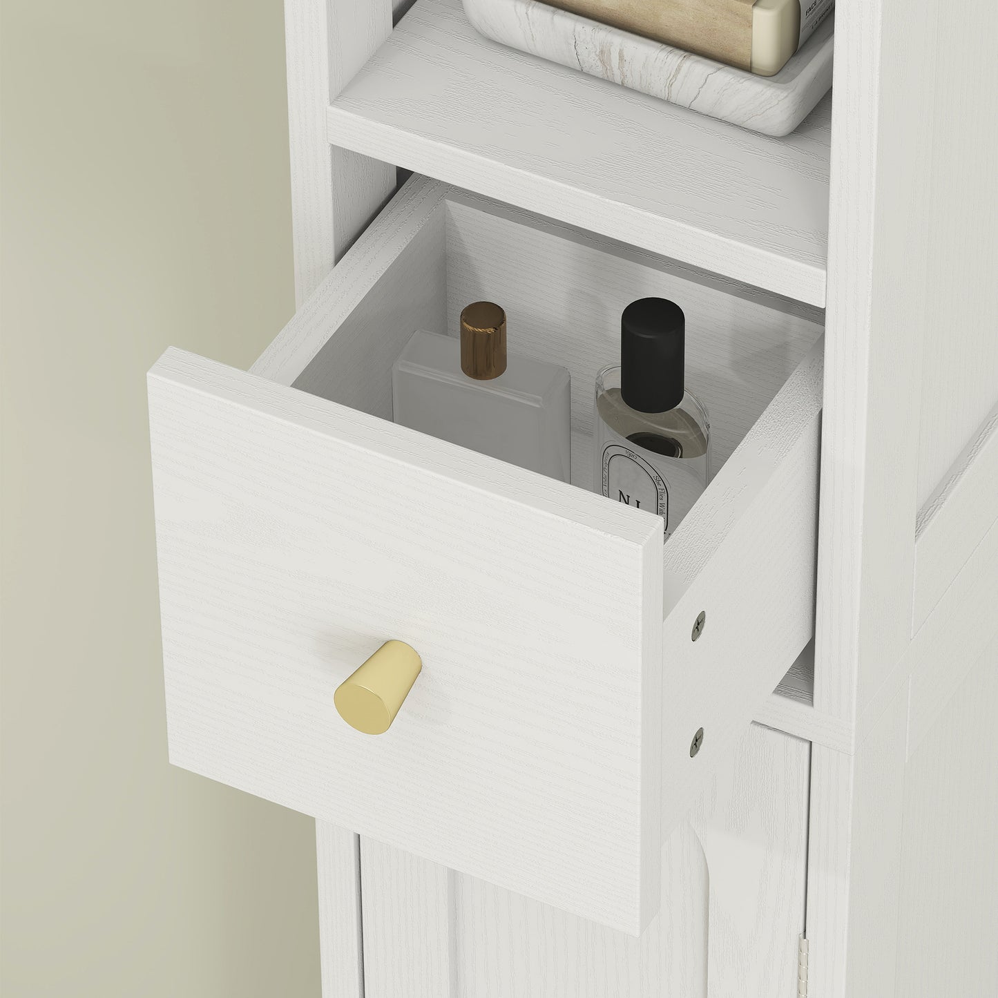 HOMCOM 185 cm Tall Bathroom Cabinet with Arched Doors - White