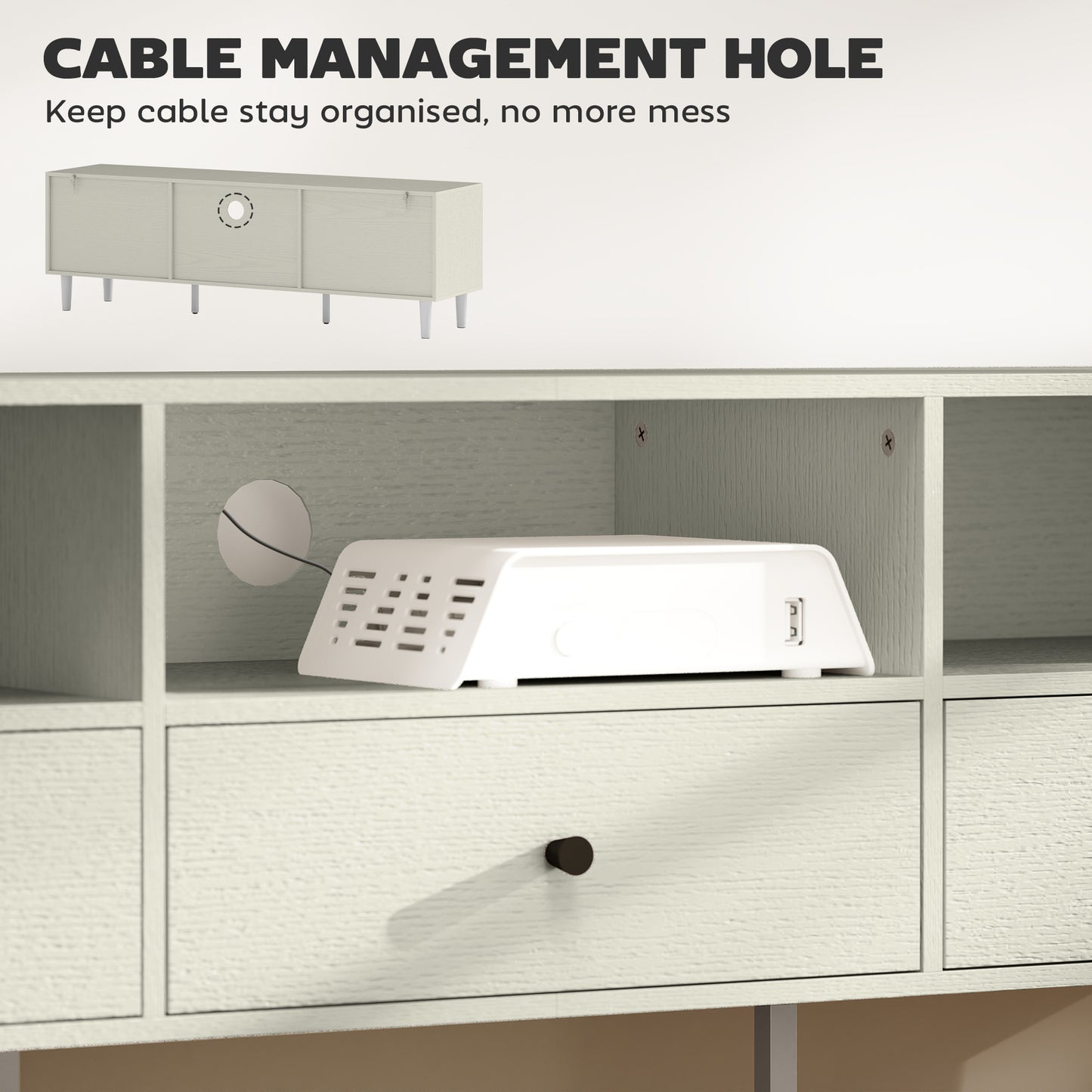 HOMCOM Multi-Storage Minimal TV Stand - Cream White