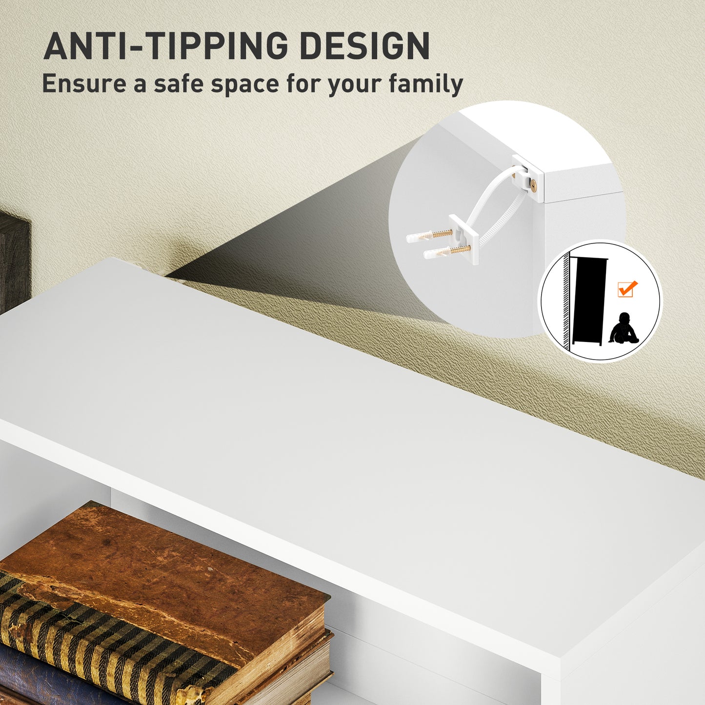 HOMCOM Six Shelf Bookcase - White