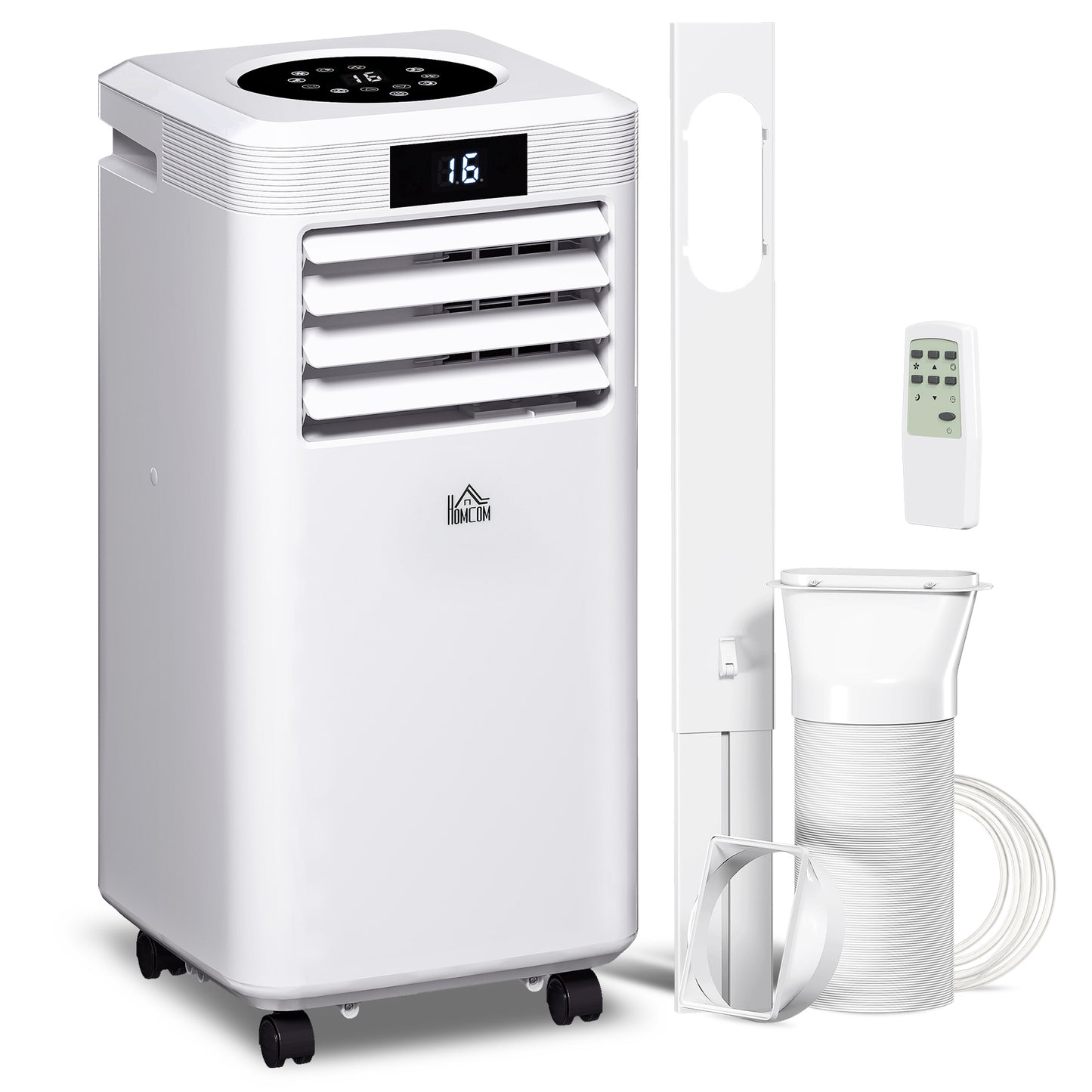 HOMCOM 10000 BTU Air Conditioning Unit, 3-in-1 Portable Air Conditioner, Dehumidifier, Cooling Fan with Remote Control, Digital Display, 2 Speeds, 24H Timer, Window Venting Kit, 22m²