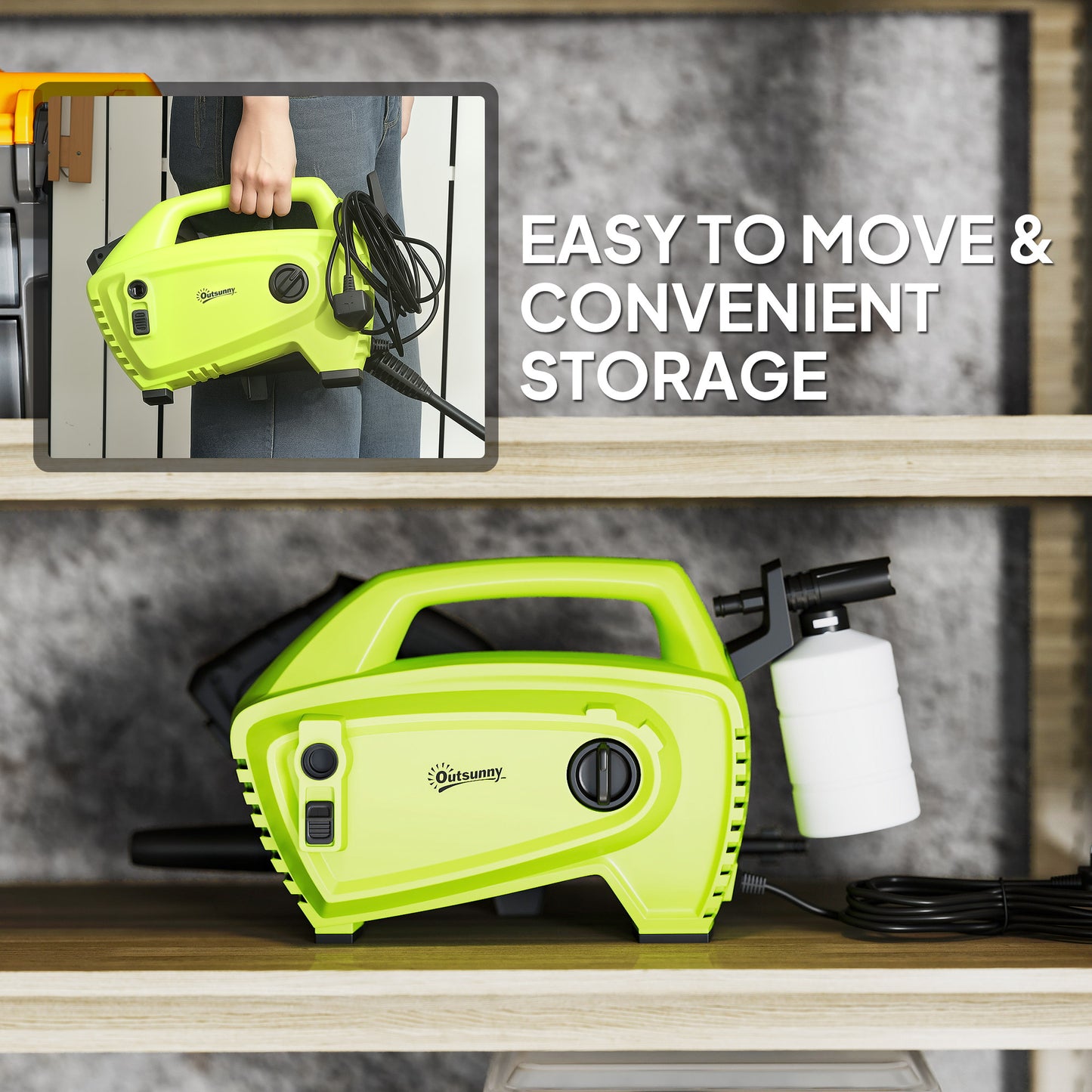 Outsunny 1600W 130-Bar Pressure Washer - Green