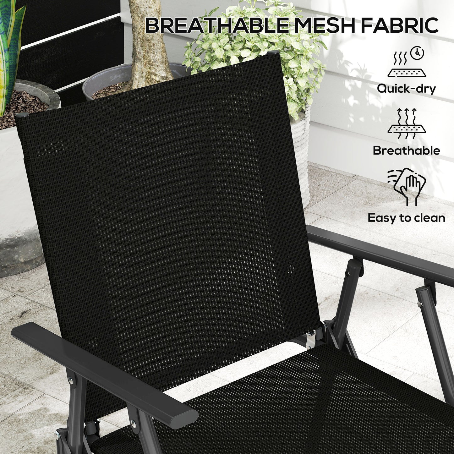 Outsunny Four-Piece Metal Garden Sofa Set - Black