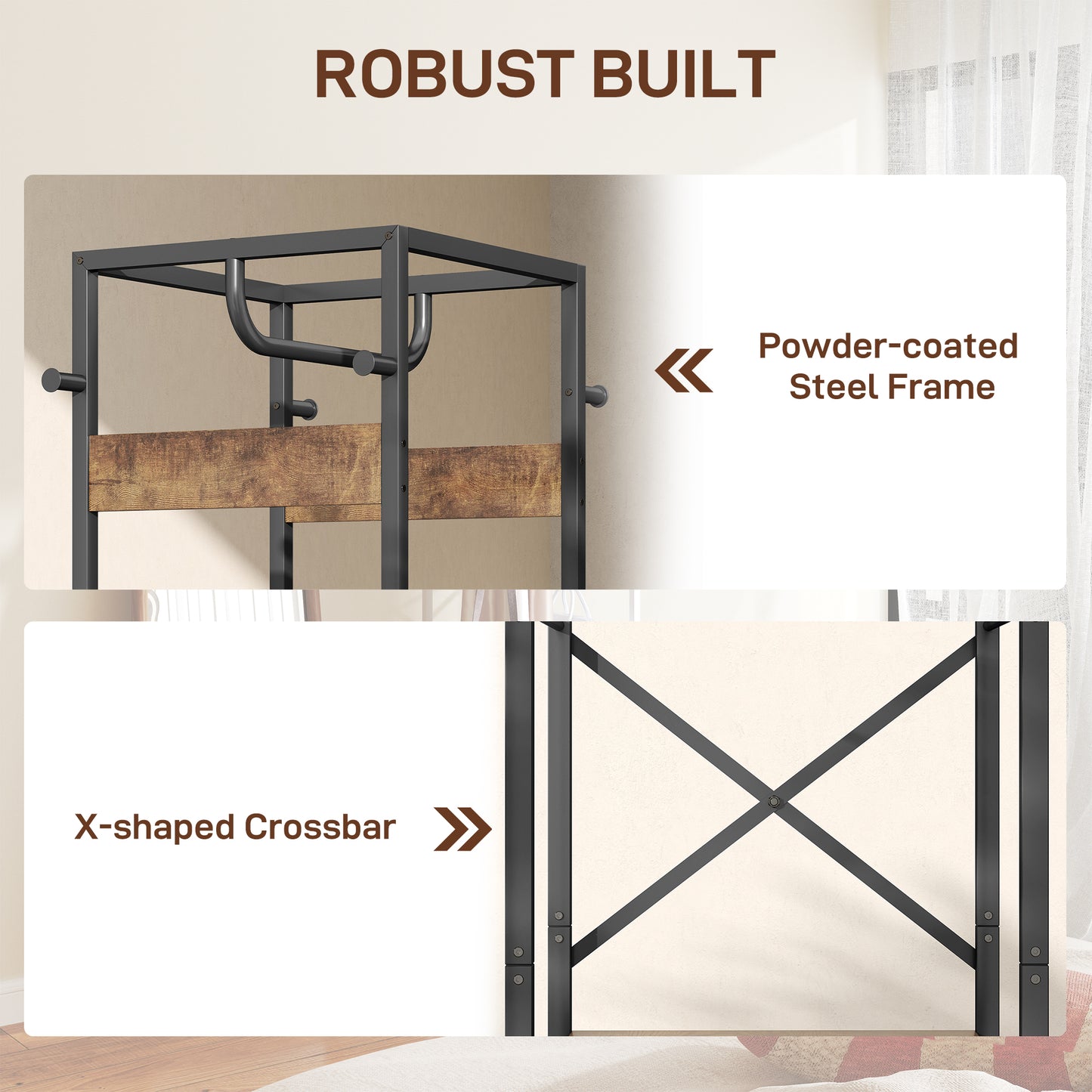 HOMCOM Multi-Storage Clothes Rack - Brown/Black