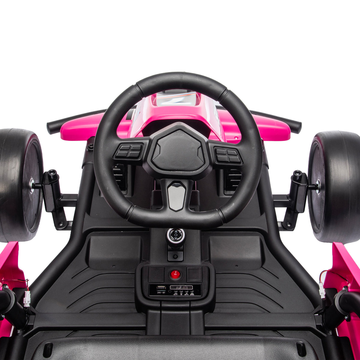 AIYAPLAY 24V Electric Drift Go Kart for Kids with Dual Motors, Soft Start, 12 KM/H High Speed, Headlight, for Ages 6-14, Pink