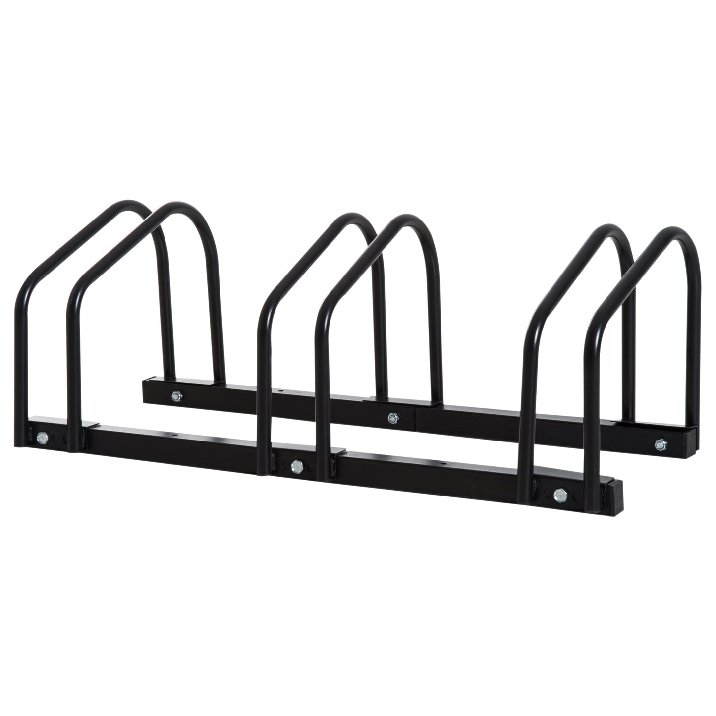HOMCOM Bike Stand Parking Rack Floor or Wall Mount Bicycle Cycle Storage Locking Stand (3 Racks, Black) Default Title