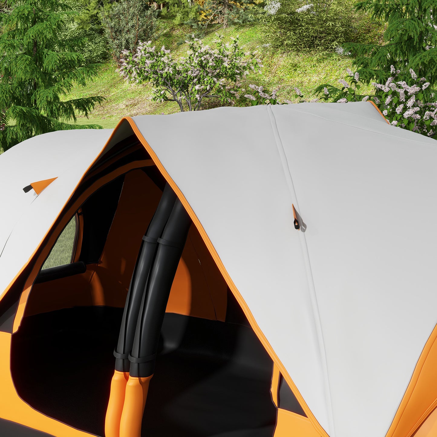 Outsunny 2 Bedroom Tent Six-man Seates Family Camping for Outdoor Adventure, Orange