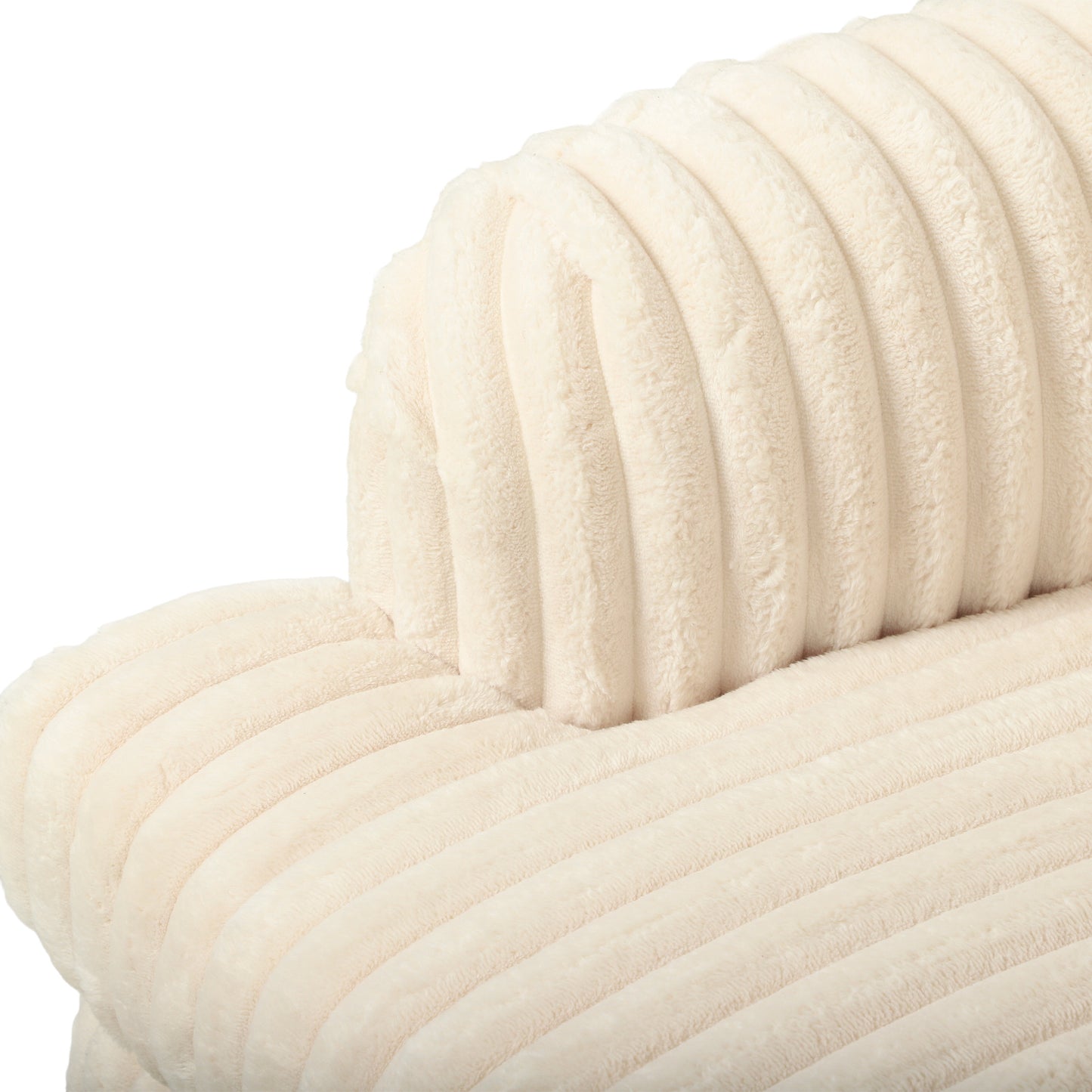 HOMCOM Corduroy Single Sofa Armchair, Modern Accent Chair with Stripes, Turned Legs and Wide Seat, Cream