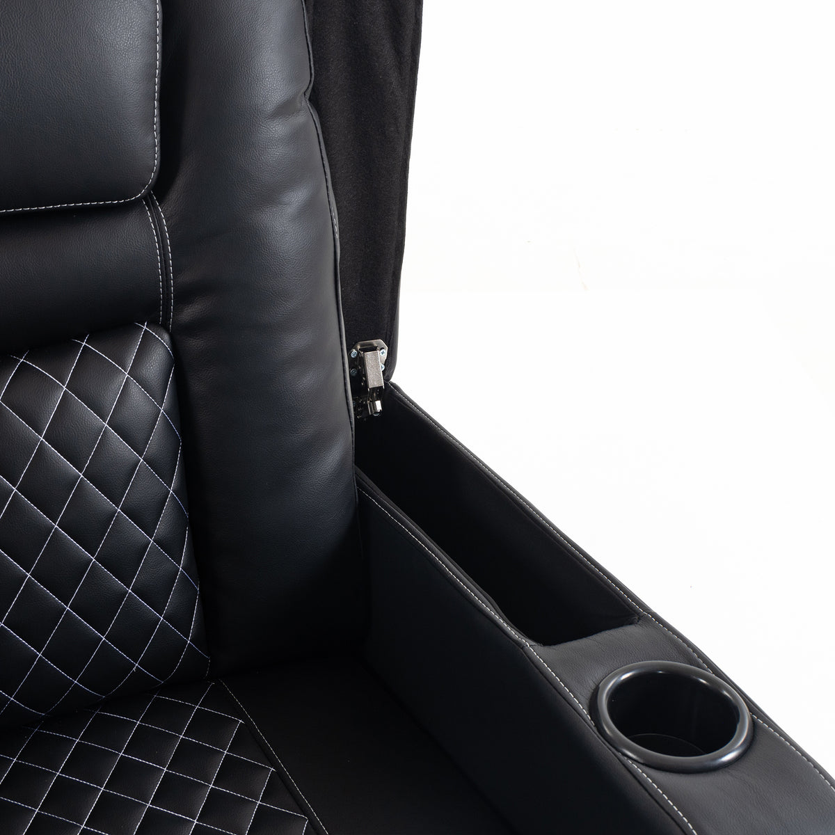 HOMCOM Electric Recliner Chair, Air Leather Recliner Armchair with LED Light, Wide Spring Cushion, USB-A and USB-C Ports, Black