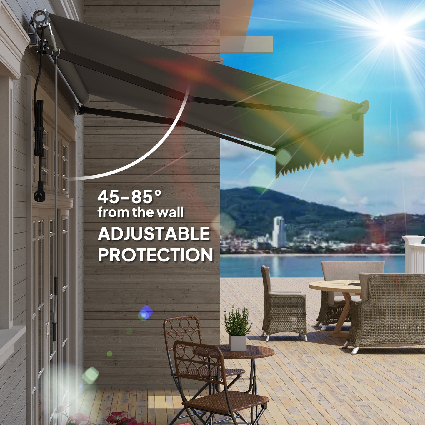Outsunny 3.5 x 3m Electric/Manual Awning, with Remote - Dark Grey