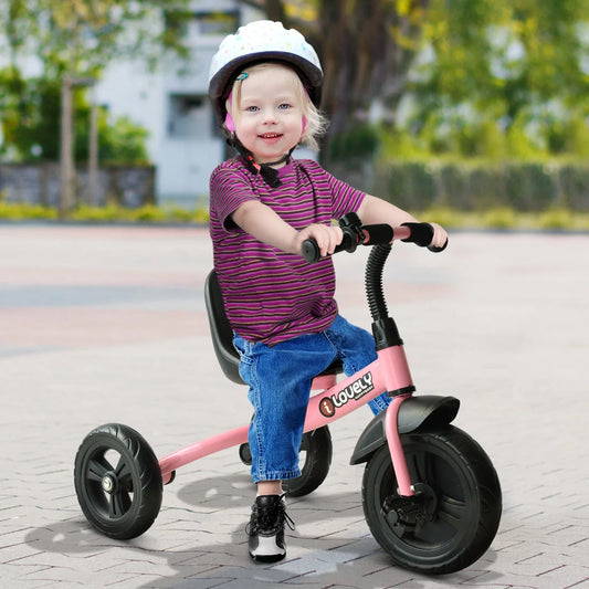 HOMCOM Baby Trike, Toddler Tricycle with Adjustable Seat, Children Ride on Toys 3 Wheels Bike with Bell for Kids 1.5-4 Years, Pink - LiamsBargains.co.uk