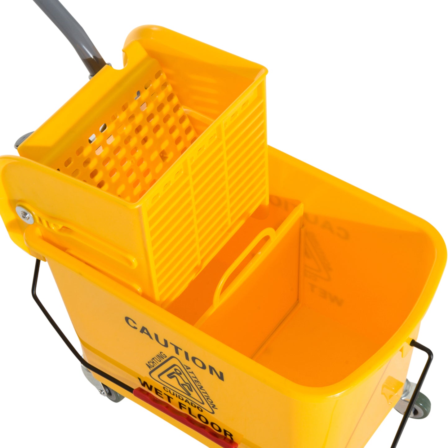 HOMCOM 20L Mop Bucket on Wheels, with Water Separation Panel - Yellow
