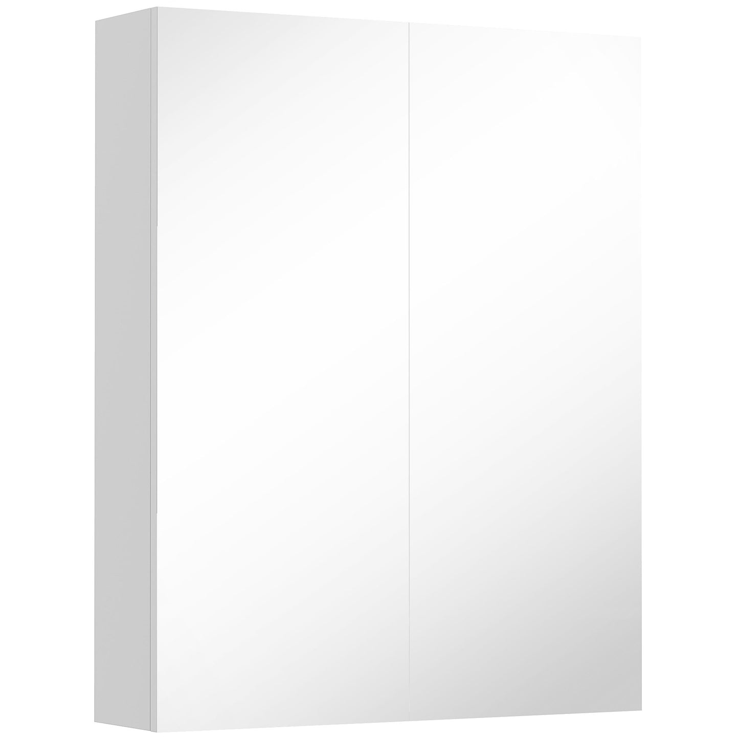 HOMCOM Bathroom Mirror Cabinet, 3-Tier Wall Mount Bathroom Storage Cabinet with Soft-Close Hinges and Adjustable Shelf, Double Door Cupboard, 60 x 15 x 75 cm, White