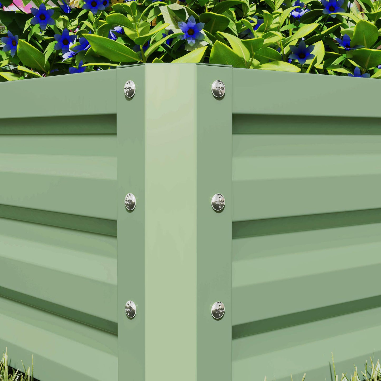 Outsunny Set of Two 60 x 60cm Steel Planter Boxes - Light Green