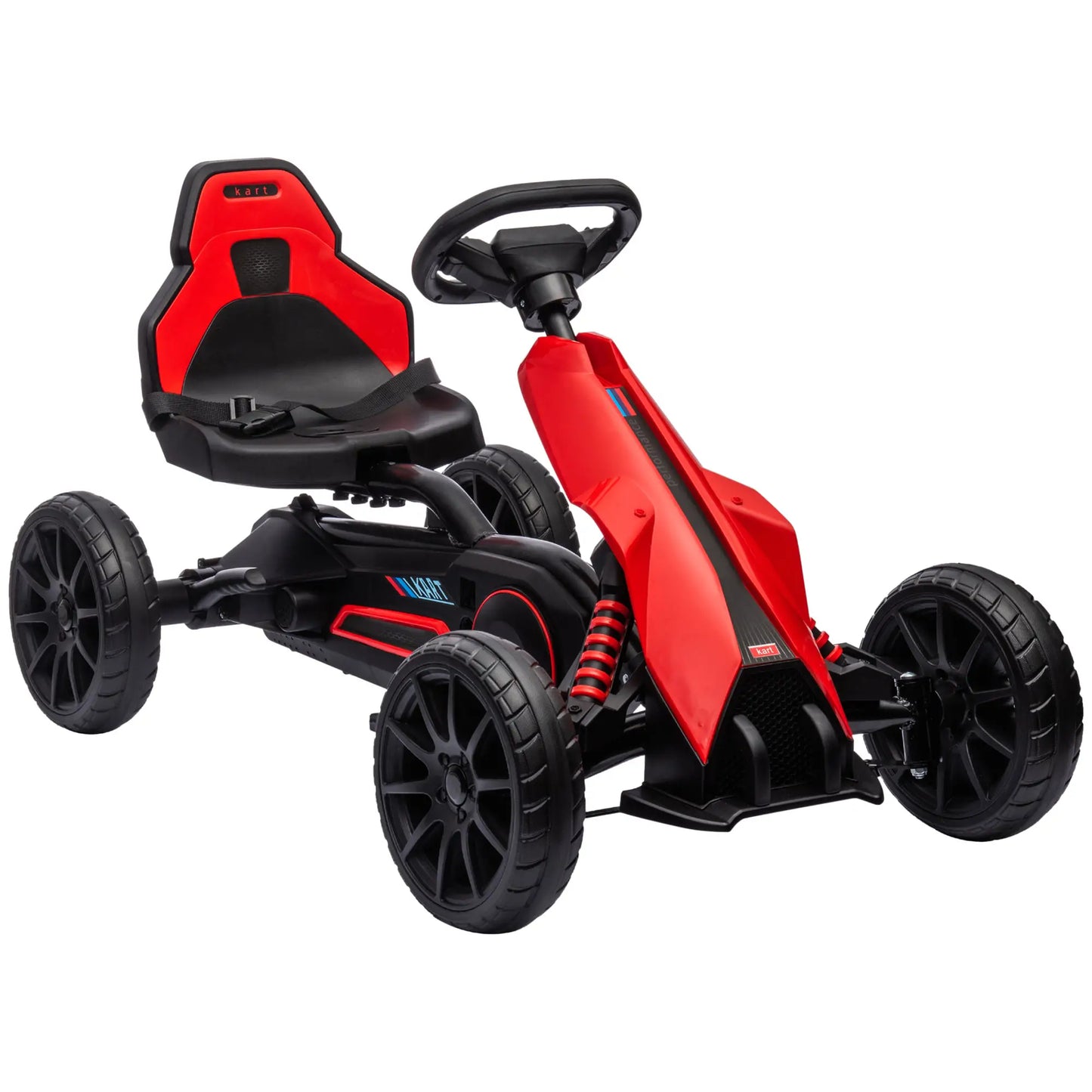 Kids Pedal Go Kart, with Adjustable Seat, EVA Wheels, Seat, Handbrake - Red