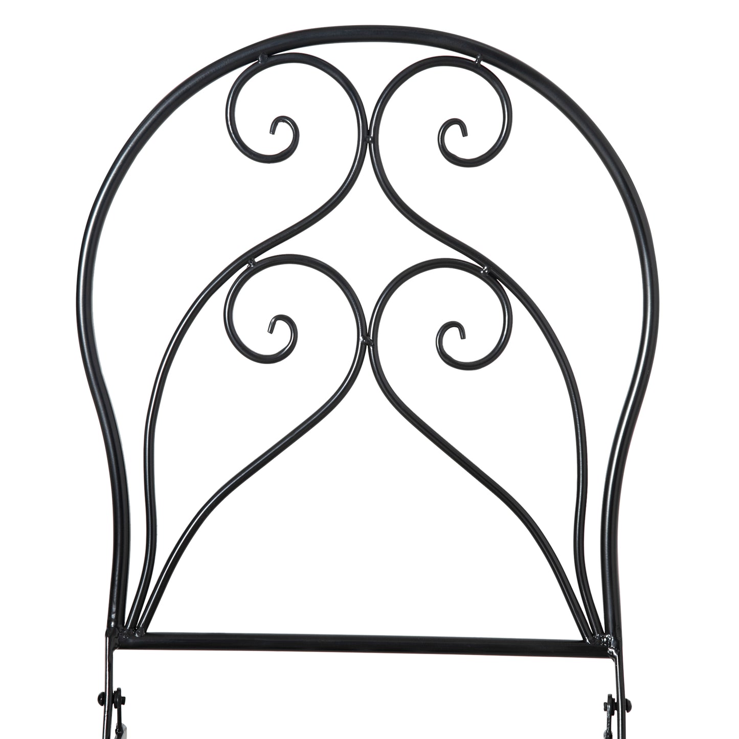 Outsunny 3 Pieces Garden Bistro Set with Coffee Table and 2 Folding Single Chairs, Mosaic Garden Table Top and Seats, Metal Frame, for Patio Balcony, Black