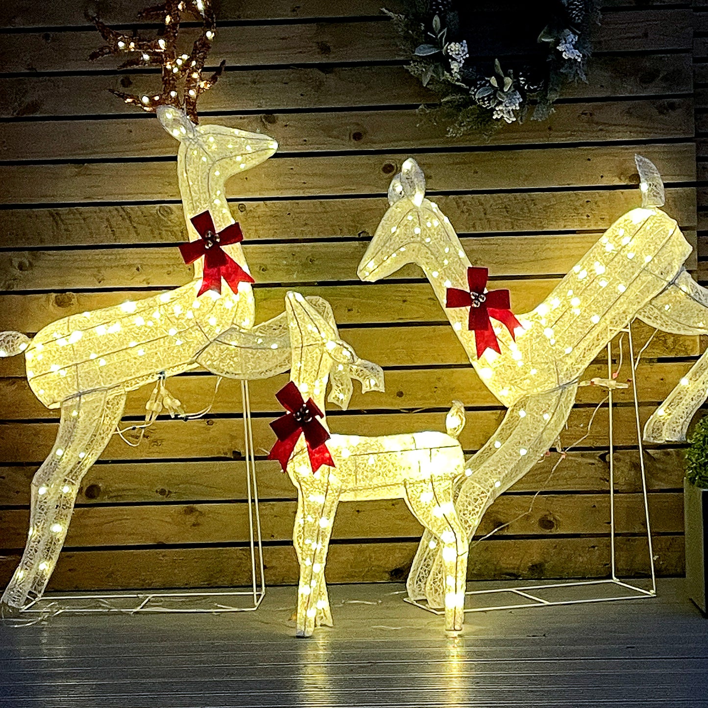 Outsunny Three-Piece LED Light Reindeer Christmas Decoration