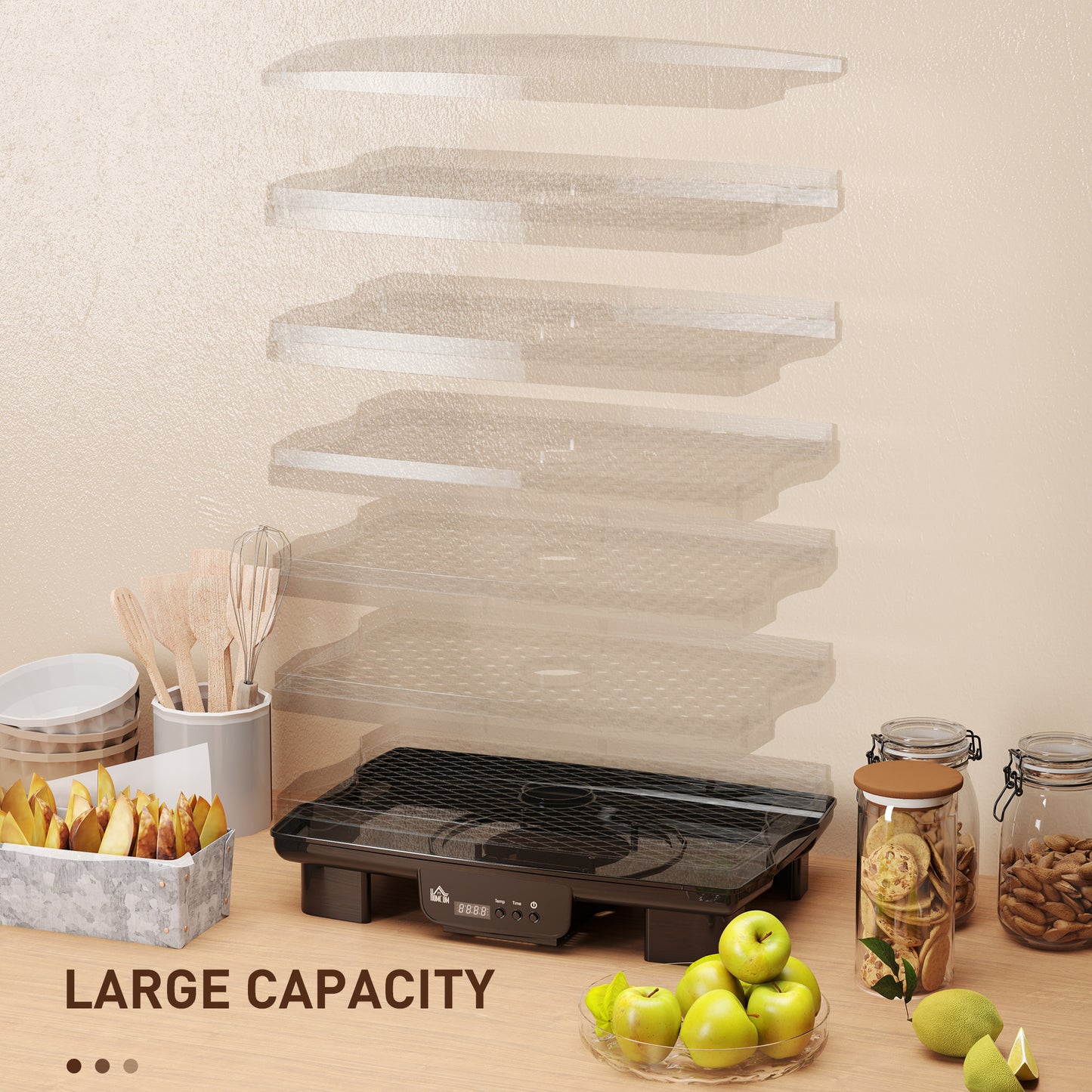 HOMCOM 40-70℃ Six-Tray Food Dehydrator - Black