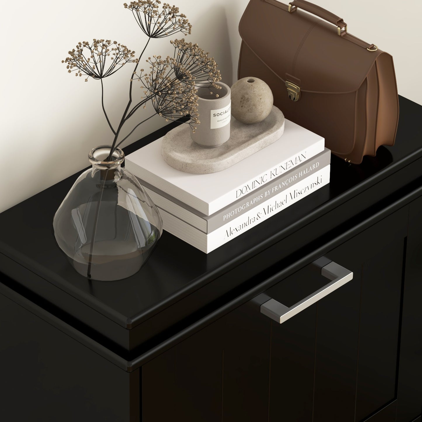 HOMCOM Three-Drawer Minimalistic Shoe Cabinet - Black