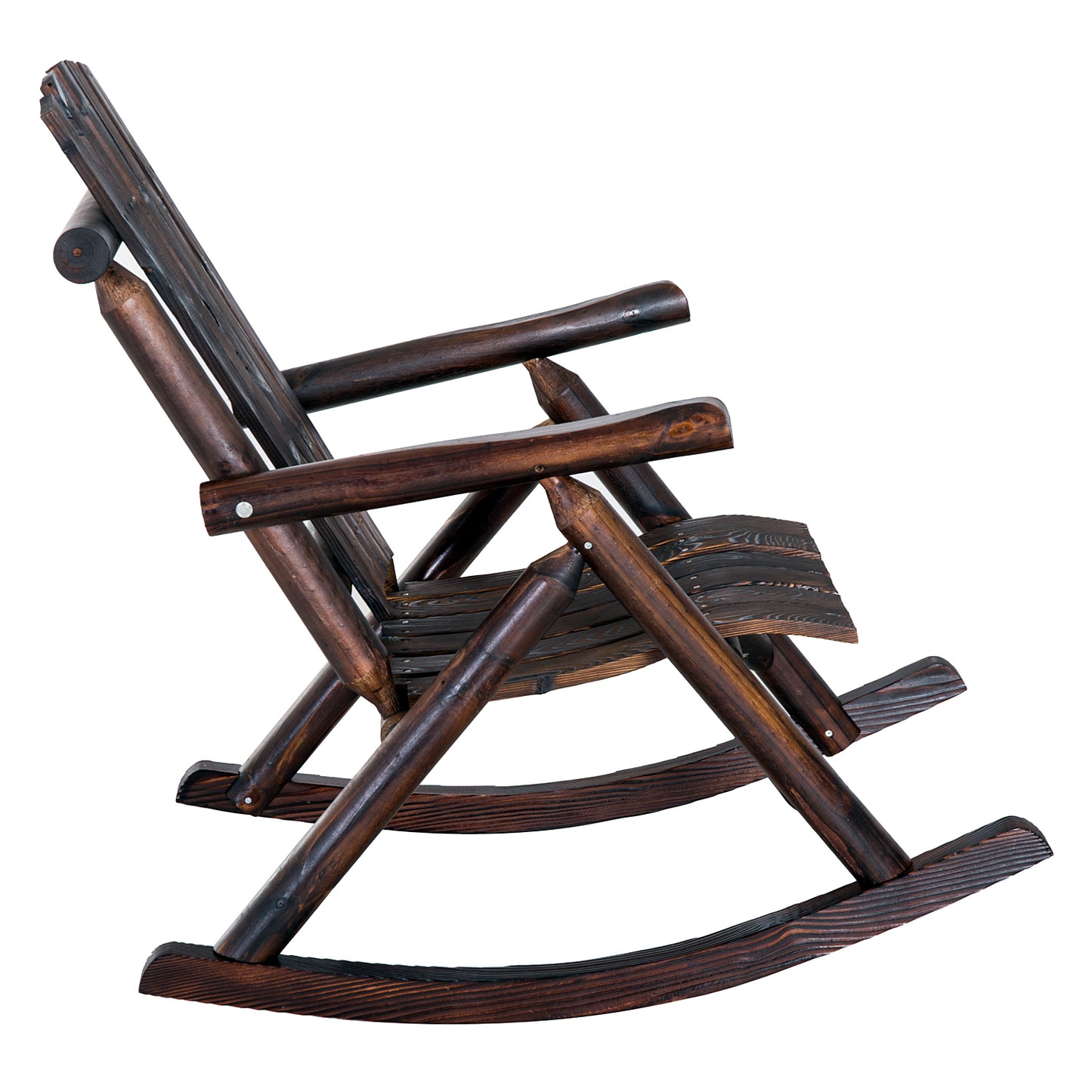 Outsunny Adirondack Chair Cedar Wood Ergonomic Rocking Chair Porch Rocker Garden Traditional - Burlywood